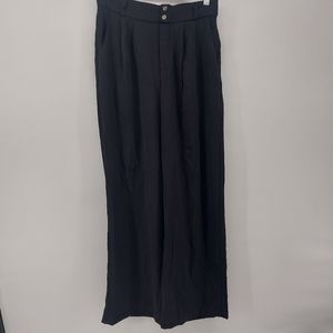 Tullea Black Wide Leg Trouser Pants with slash pockets Size Large